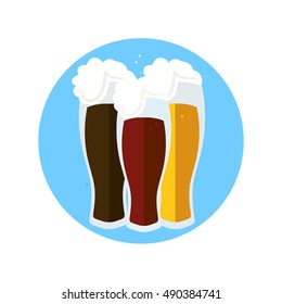 vector image of beer with foam, print, sticker, beer icon,