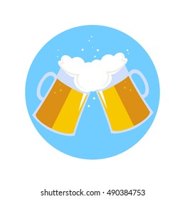 vector image of beer with foam, print, bear sticker, icon,