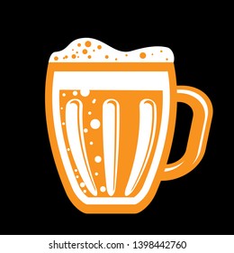 Vector image of beer in glass. Beer icon with foam