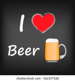 Vector image of a beer mug on black background.
