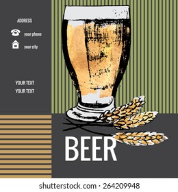 vector image of beer and wheat ears