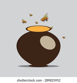 Vector Image Bees and pitcher with honey