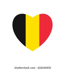 Vector image of Belgium flag in heart on white background.