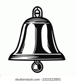 vector image of bell,black and white art