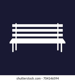 Vector image of the bench. Vector white icon on dark blue background.
