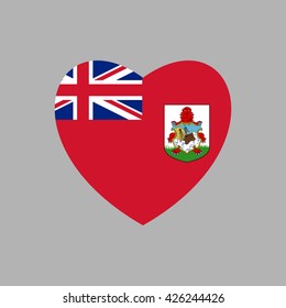 Vector image of Bermuda flag in heart on gray background.