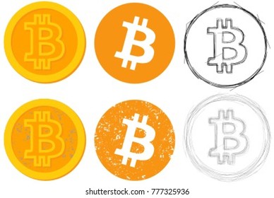 vector image of bictoin in different versions