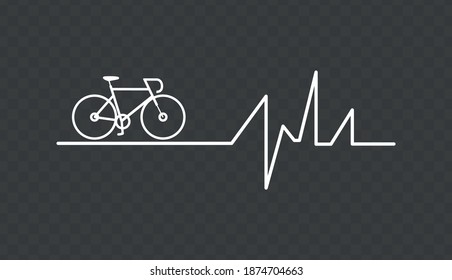 Imagen vectorial. Icono de velocidad de corazón de bicicleta. Deporte ciclista.