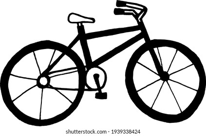 imagen vectorial de una bicicleta sobre un fondo blanco. Dibujo libre. Deportes y viajes