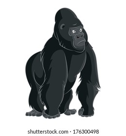 Vector image of big cartoon dark gorilla