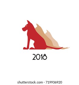 Vector image of a big dog on a white background.