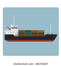 Vector image of big dry cargo ship