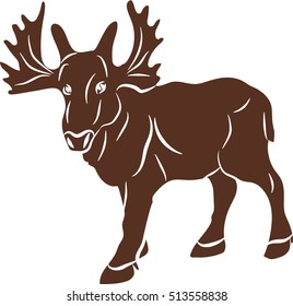 Vector image of big funny elk isolated on white background