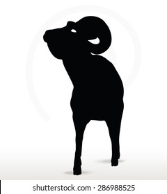 Vector Image - big horn sheep  silhouette in face upward  pose isolated on white background