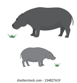 Vector image of big and little hippo