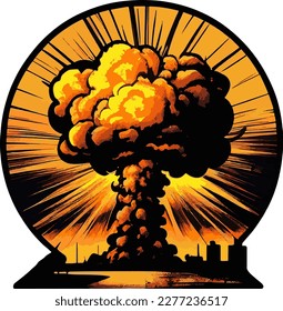 Vector image of big nuclear explosion..