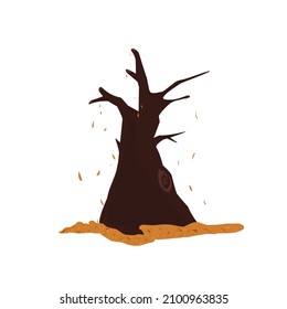 vector image of a big tree that has dried up and put out its fallen leaves