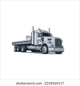 imagen vectorial de gran camión, color negro, fondo blanco.