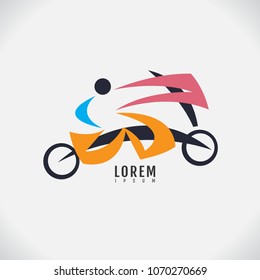 Vector image of an Bike human design on white background. sport, logo, symbol, icon, abstract