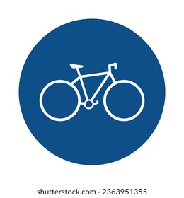 Vector image of the bike path icon in a blue circle. Bicycle parking sign. EPS10