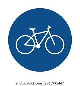 Vector image of the bike path icon in a blue circle. Bicycle parking sign. EPS10