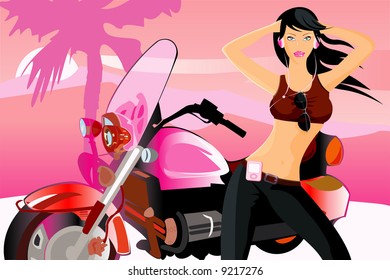 vector image of biker girl