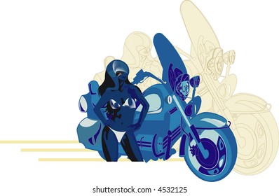 imagen vectorial de una dama ciclista de colores azules