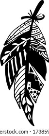 Vector image of bird feathers in boho style