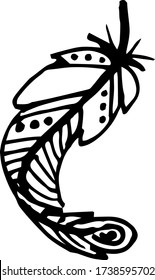 Vector image of bird feathers in boho style