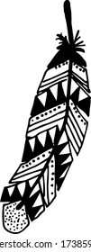 Vector image of bird feathers in boho style