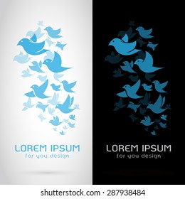 Vector image of an bird flock design on white background and black background, Logo, Symbol