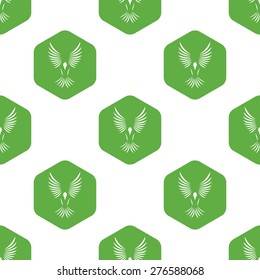 Vector image of bird in hexagon, repeated on white background