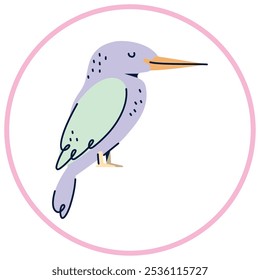 Vector image of bird icon inside a circle with pink line