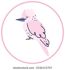 Vector image of bird icon inside a circle with pink line