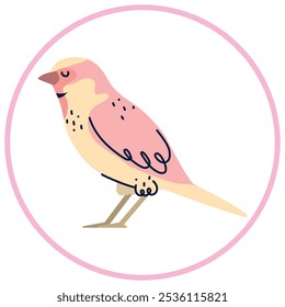 Vector image of bird icon inside a circle with pink line