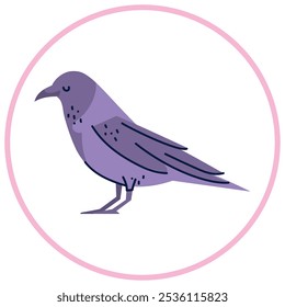 Vector image of bird icon inside a circle with pink line