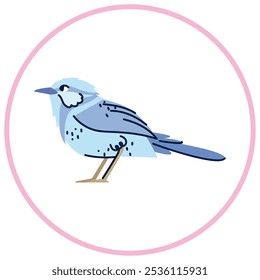 Vector image of bird icon inside a circle with pink line