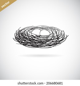 Vector image of an bird's nest on white background