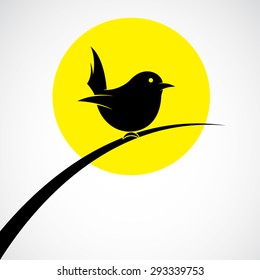 Vector image of an birds perched on grass 