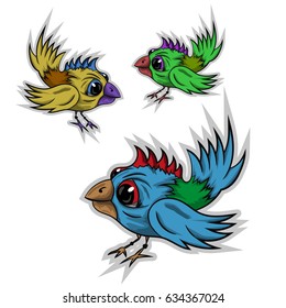Vector image birds stickers for prints