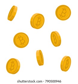 Vector image of bitcoins falling down