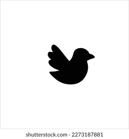 Vector image of a black bird, white background.
