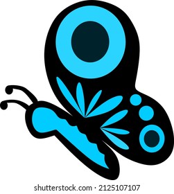 Vector image of a black and blue butterfly