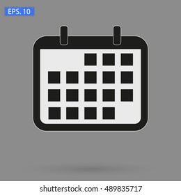 Vector image black calendar Icon on grey