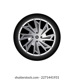 Vector image of black car wheel, simple car rim illustration.