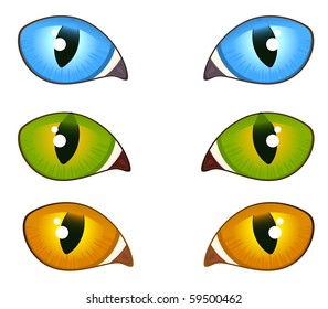 Vector image of black cat eyes on white background