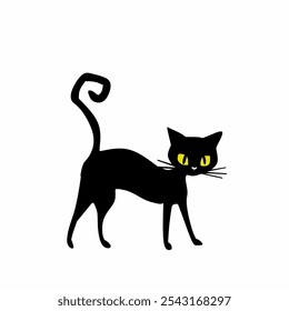 vector image of a black cat on a white background.