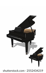 imagem vetorial de um objeto de piano clássico preto que parece simples e elegante