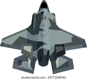 Imagen de Vector de un avión de combate jet negro que vuela recto como se ve desde la espalda