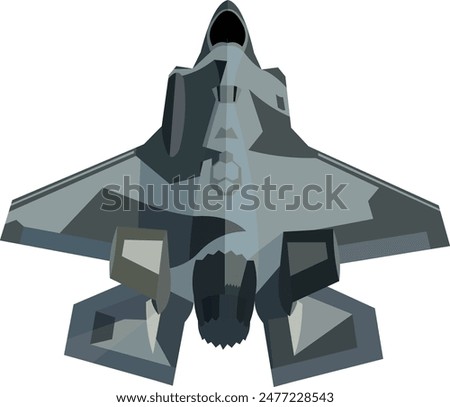 vector image of a black f-35 jet fighter plane flying straight as seen from the back